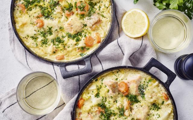 🐟 Vispannetje met room, groenten en kaas (ovenschotel)